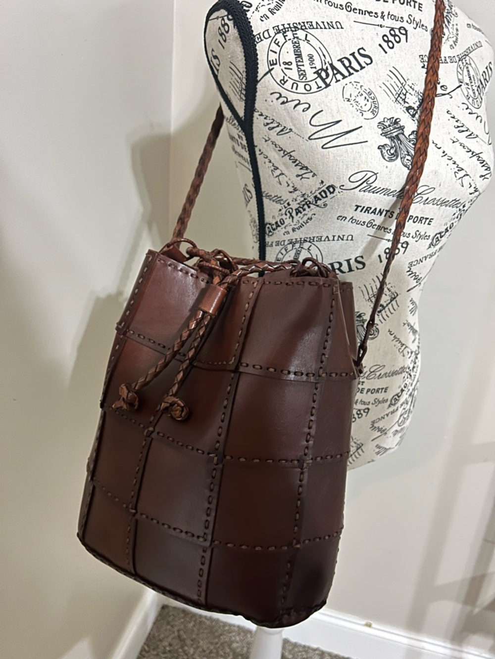 Vintage Ellepi Patchwork Drawstring Bucket Bag